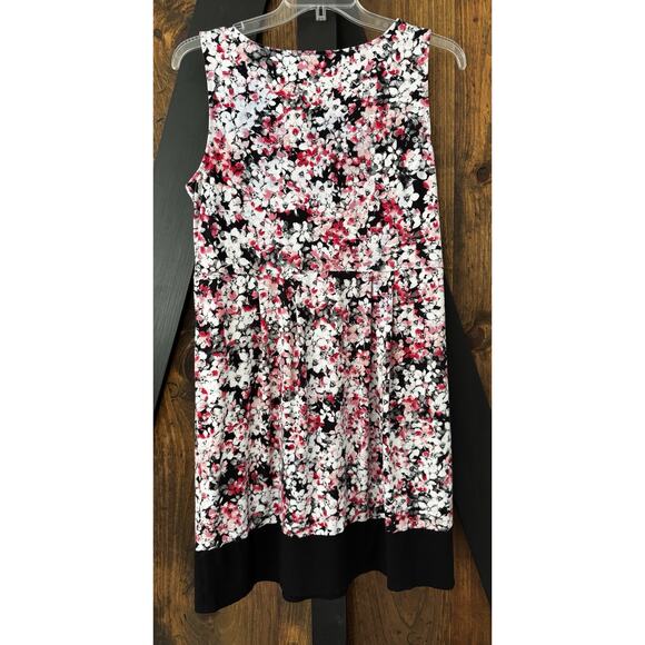 J. Jill Wherever Floral Sleeveless Dress Pink Gray Black Rose Sz L Spring Summer - Picture 3 of 8